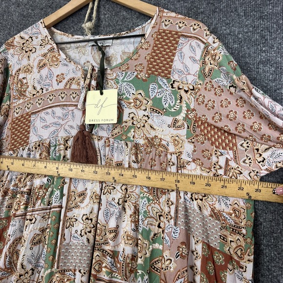 NEW Dress Forum Women's Maxi Dress Patchwork Floral‎ Long Sleeve Casual size M - Picture 6 of 10